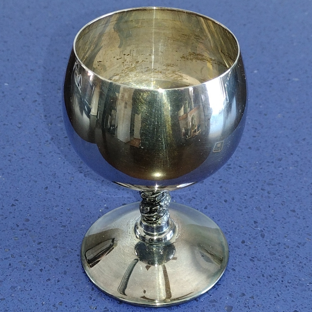 *Silver-Plated Ornate Stem Wine Champagne Goblet 5oz. Spain